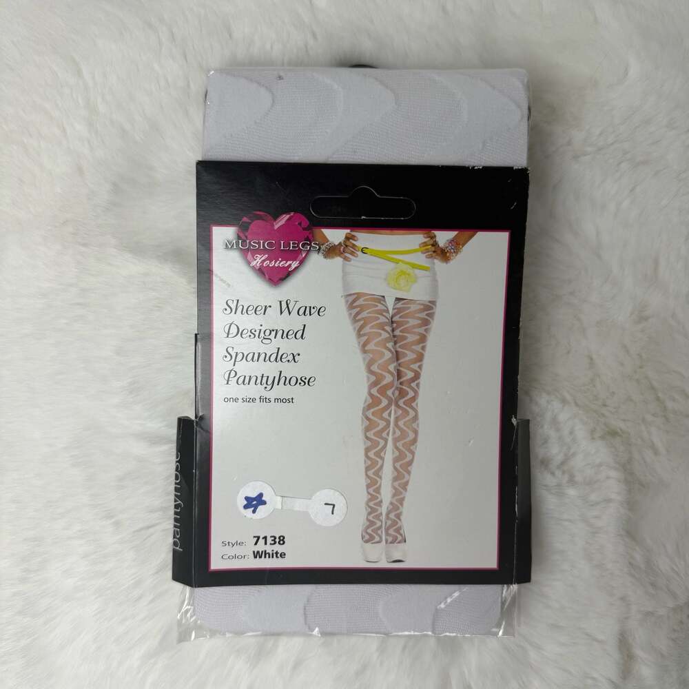 White Sheer Wave Designed Pantyhose Tights! 🤍